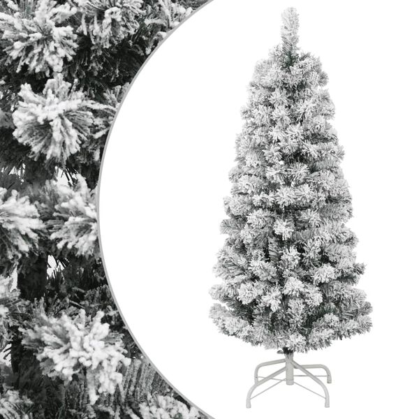 Árbol de Navidad artificial con bisagras y nieve flocada 150 cm 358380