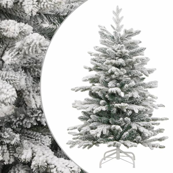Árbol de Navidad artificial con bisagras y nieve flocada 120 cm 358384