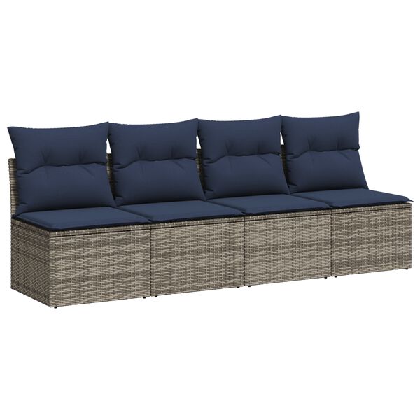 | Sofá de jardín | con cojín Gris 227 x 62 x 69 cm ratán sintético Gris 4-plazas