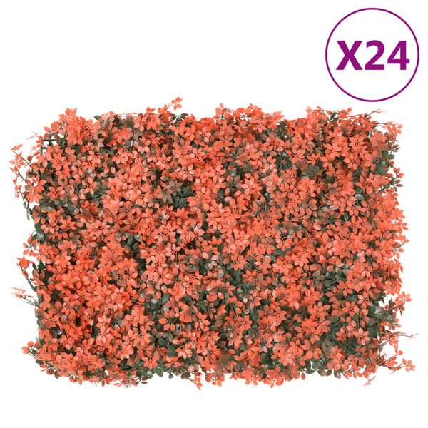 Valla de hojas de arce artificial 24 uds rojo claro 40×60 cm