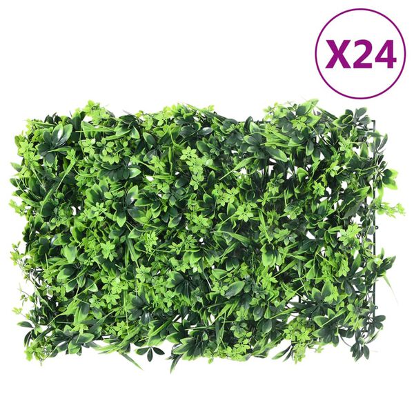 Valla de hojas artificiales 24 uds verde 40×60 cm