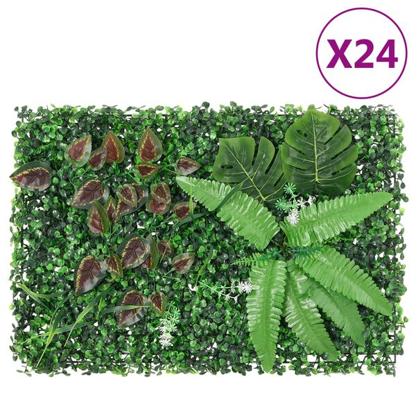 Valla de plantas artificiales 24 uds verde 40×60 cm 366649