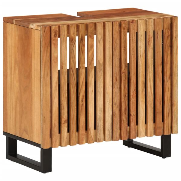 Armario de lavabo para baño madera maciza de acacia 62x34x58 cm Marrón madera maciza de acacia