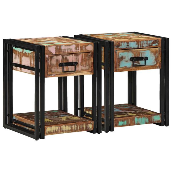 Armario de Noche 2 pcs 40 x 40 x 50 cm Madera sólida recuperada madera maciza reciclada 40 x 40 x 50 cm