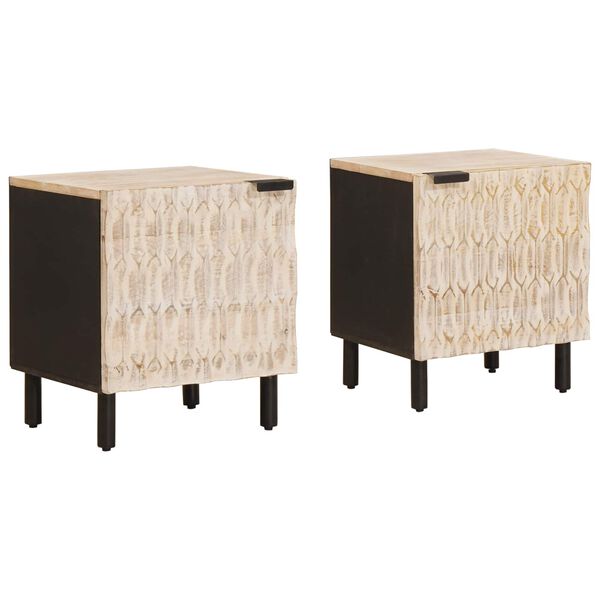 Armario de Noche 2 pcs 40 x 33 x 46 cm Madera de mango maciza Acabado lavado