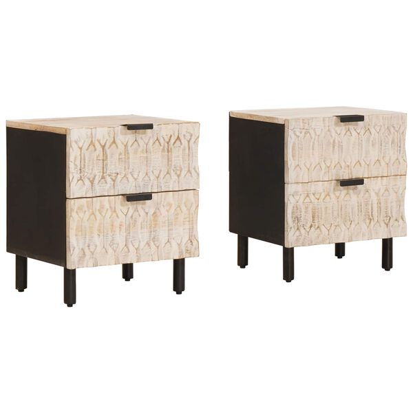 Armario de Noche 2 pcs 40 x 33 x 46 cm Madera de mango maciza Acabado lavado 4017863