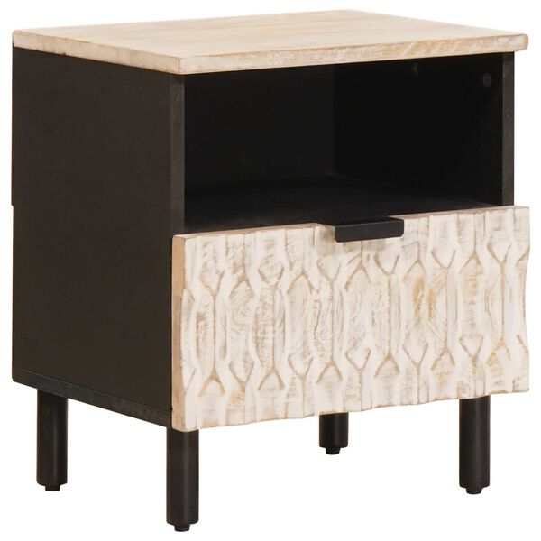 Armario de Noche 40 x 33 x 46 cm Madera de mango maciza Negro