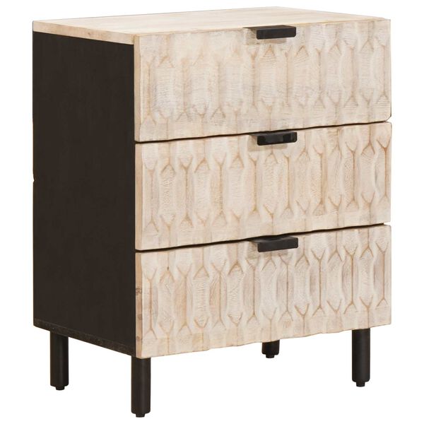 Armario de Noche 50 x 33 x 62 cm Madera de mango maciza Acabado lavado