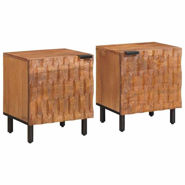 Armario de Noche 2 pcs Marrón 40 x 33 x 46 cm Acabado marrón de acacia