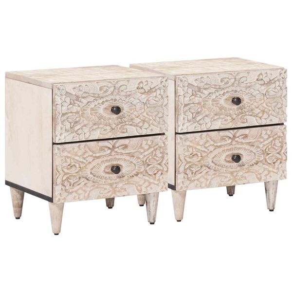 Armario de Noche 2 pcs 40 x 335 x 46 cm Madera de mango maciza White 4018367