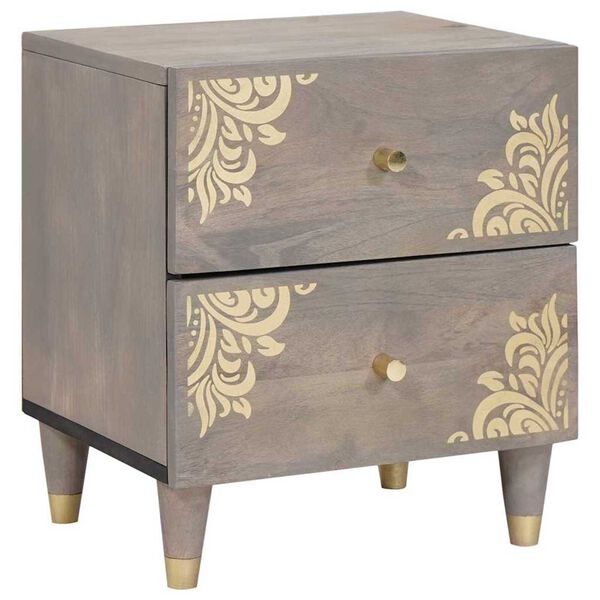 Armario de Noche Gris 40 x 33 x 46 cm Madera de mango maciza Gris