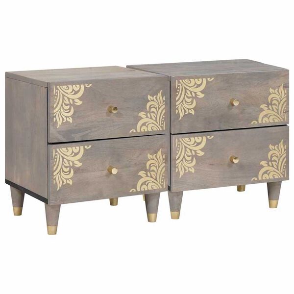 Armario de Noche con cajón 2 pcs Gris 40 x 33 x 46 cm Gris