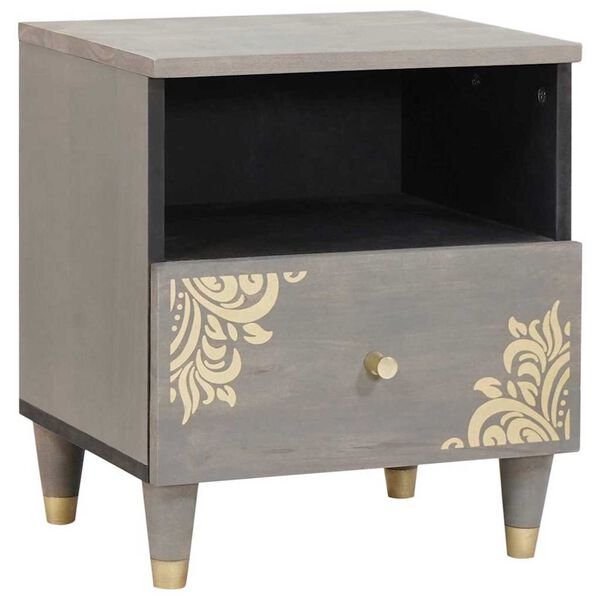 Armario de Noche Gris 40 x 33 x 46 cm Madera de mango maciza Gris 4018778