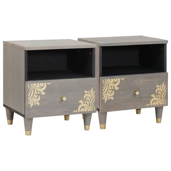 Armario de Noche con cajón 2 pcs Gris 40 x 33 x 46 cm Gris 4018779