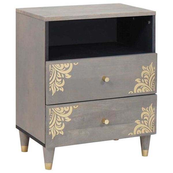 Armario de Noche Gris 50 x 33 x 62 cm Madera de mango maciza Gris 4018782