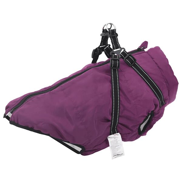 Abrigo para perro con arnés impermeable reflectante L52 morado Morado
