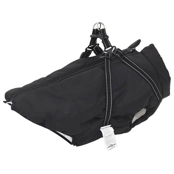 Abrigo para perro con arnés impermeable reflectante L68 negro Negro