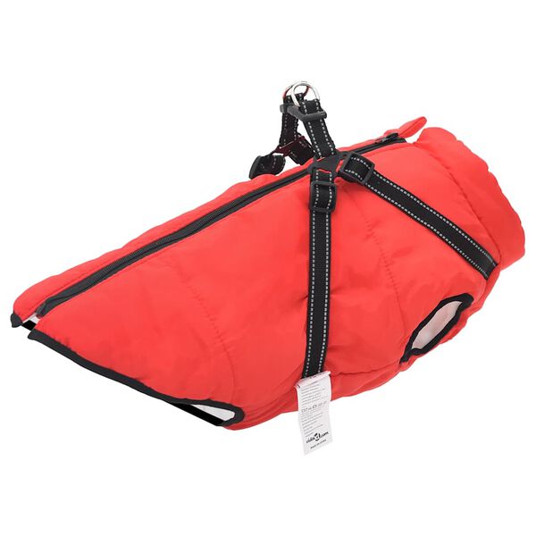 Abrigo para perro con arnés impermeable reflectante L48 rojo Rojo