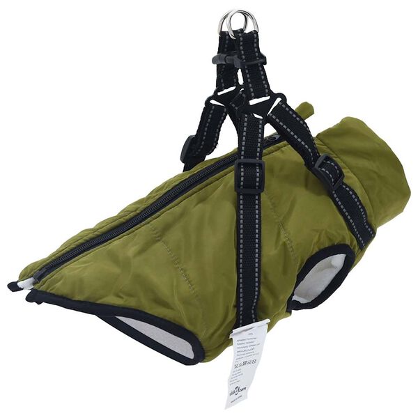 Abrigo perro arnés impermeable reflectante L24 verde militar Verde ejército