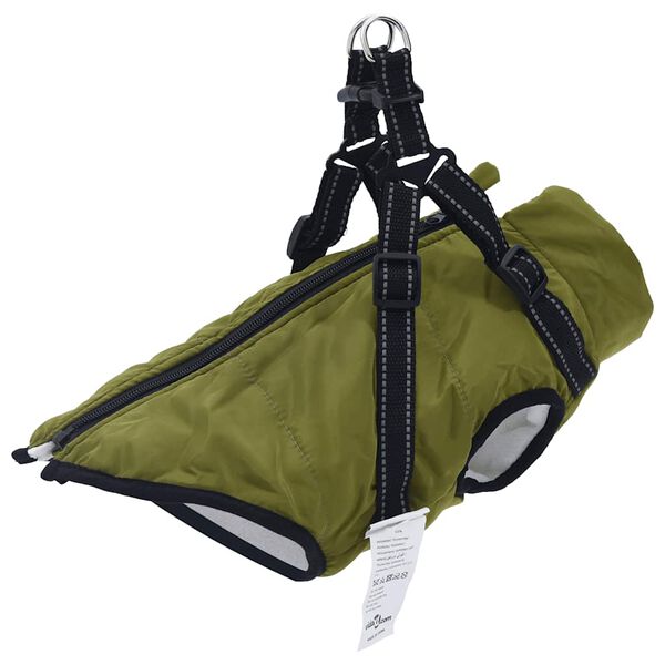Abrigo perro arnés impermeable reflectante L28 verde militar Verde ejército