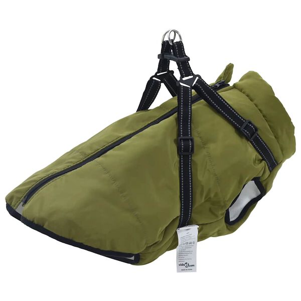 Abrigo perro arnés impermeable reflectante L68 verde militar Verde ejército