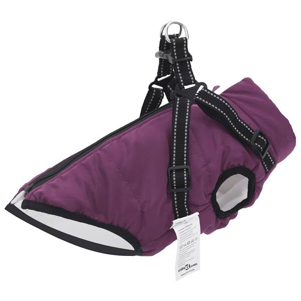 Abrigo para perro con arnés impermeable reflectante L24 morado Morado