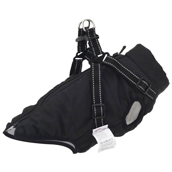 Abrigo para perro con arnés impermeable reflectante L24 negro Negro