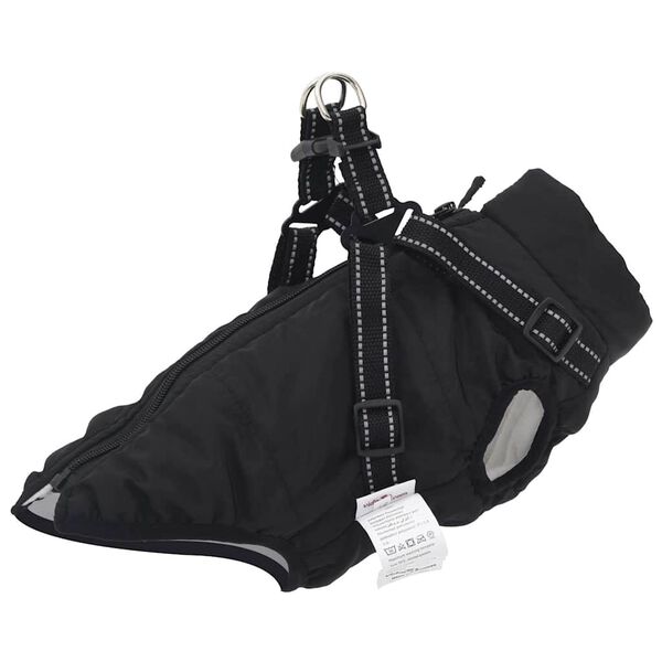 Abrigo para perro con arnés impermeable reflectante L40 negro Negro