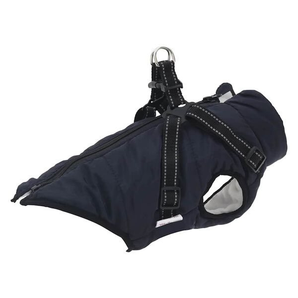Abrigo perro con arnés impermeable reflectante L28 azul marino Azul marino