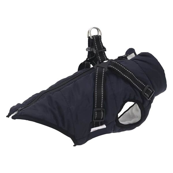 Abrigo perro con arnés impermeable reflectante L32 azul marino Azul marino
