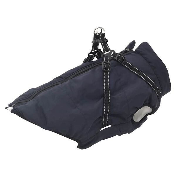 Abrigo perro con arnés impermeable reflectante L44 azul marino Azul marino