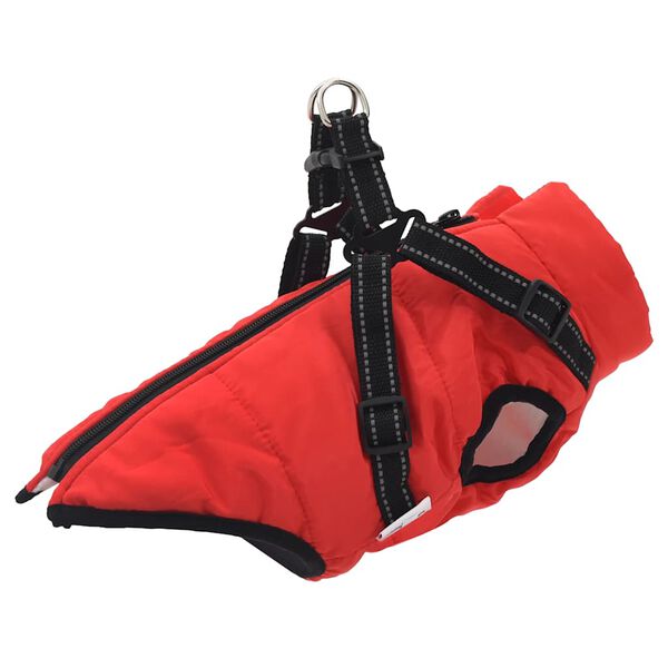 Abrigo para perro con arnés impermeable reflectante L28 rojo Rojo