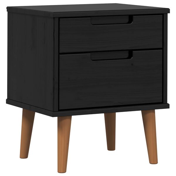 Armario de Noche con cajón Negro 40 x 35 x 48 cm Pino macizo Negro