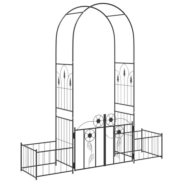 Arco de jardín con cerradura Negro 203 x 50 x 218 cm Negro 200 cm