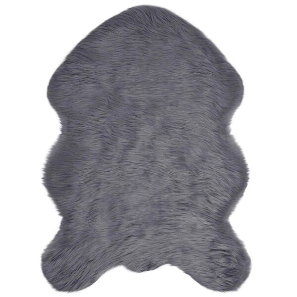 Alfombra de de oveja sintética TAFALLA Gris antracita Poliéster Gris antracita 80 x 120 cm