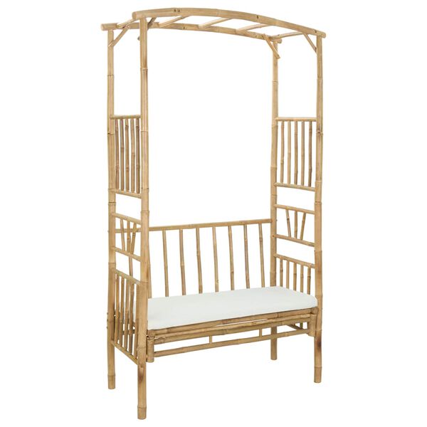 Arco de Jardín con Banco Blanco Crema 115 x 50 x 205 cm Bambú crema