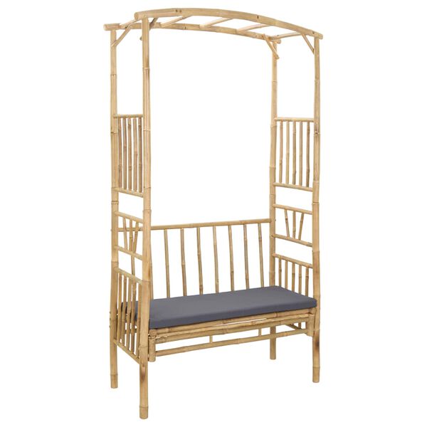 Arco de Jardín con Banco Gris oscuro 115 x 50 x 205 cm Bambú Gris oscuro