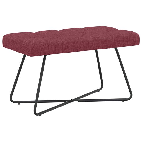 Banco con tapicería con botones Rojo vino 80 x 40 x 46 cm Tela Rojo vino tinto 80 cm