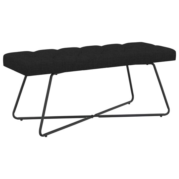 Banco con tapicería con botones Negro 110 x 40 x 46 cm Tela Negro 110 cm