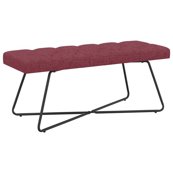 Banco con tapicería con botones Rojo vino 110 x 40 x 46 cm Tela Rojo vino tinto 110 cm