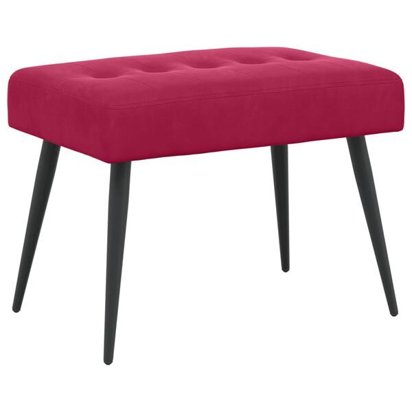 Banco con tapicería con botones Rojo vino 60 x 40 x 45 cm Rojo vino tinto 60 x 40 x 45 cm