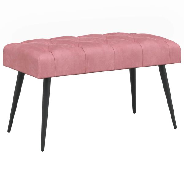 Banco con tapicería con botones Rosa 80 x 40 x 46 cm Terciopelo Rosa 80 x 40 x 46 cm