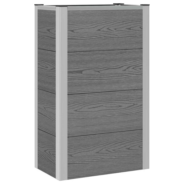 Arriate elevado Gris 50 x 30 x 22 cm WPC y Aluminio 50 x 30 x 82 cm
