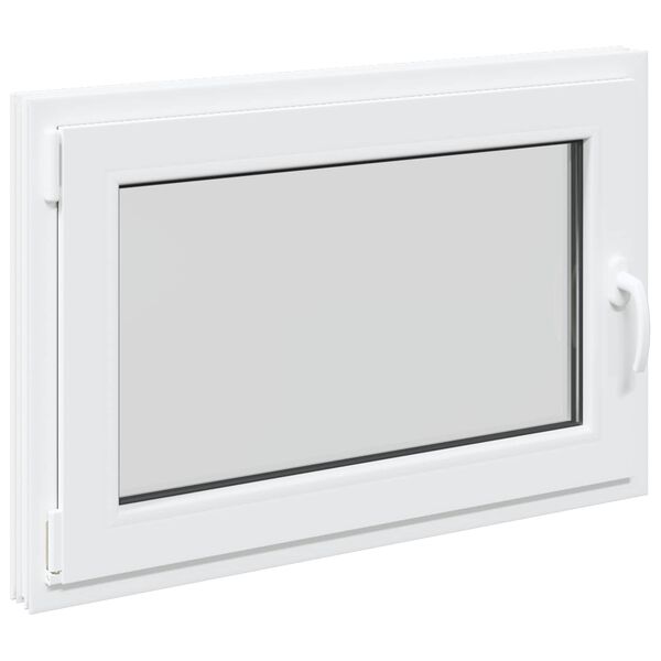 Ventana de sótano RISOR 90 x 70 cm PVC y vidrio Blanco Blanco 90 x 70 cm (Doble capa)
