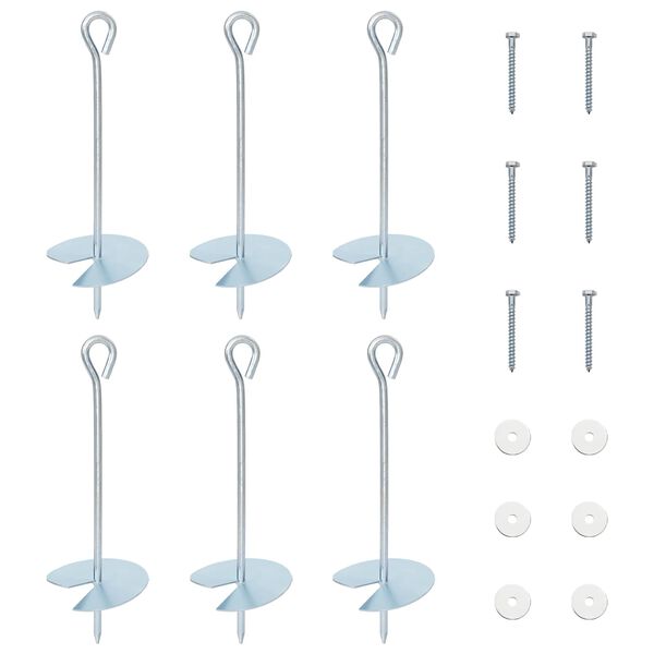 Ancla de tierra 6 pcs Plateado Ø10 x 30 cm Metal galvanizado 30 cm