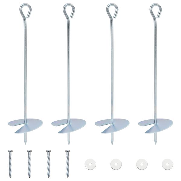 Ancla de tierra 4 pcs Plateado Ø10 x 40 cm Metal galvanizado 40 cm