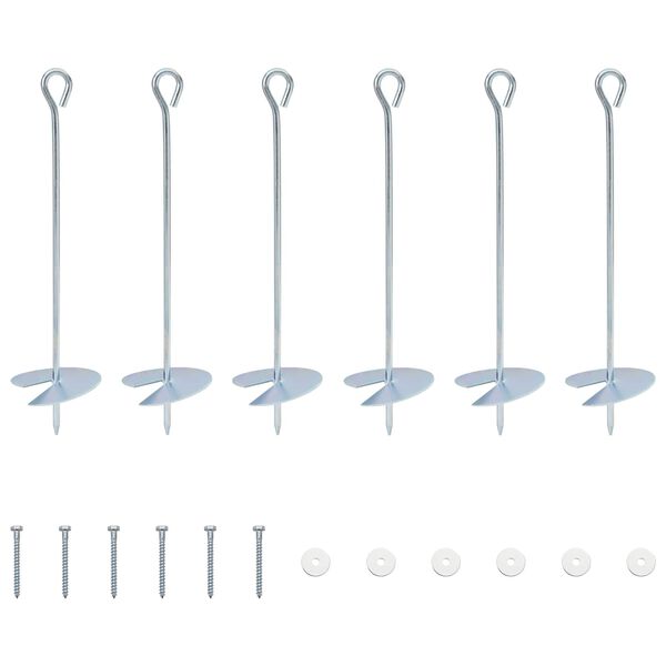 Ancla de tierra 6 pcs Plateado Ø10 x 40 cm Metal galvanizado 40 cm