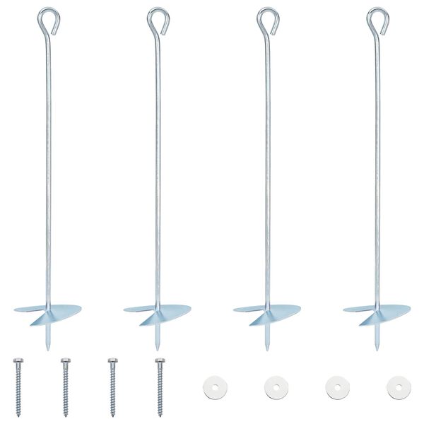 Ancla de tierra 4 pcs Plateado Ø10 x 50 cm Metal galvanizado 50 cm