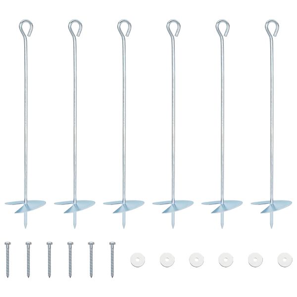 Ancla de tierra 6 pcs Plateado Ø10 x 50 cm Metal galvanizado 50 cm