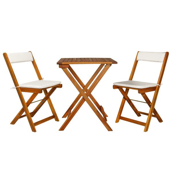 | Muebles De Jardin | con cojín 2 pcs Tono de Madera Cálido Blanco crema Mesa cuadrada